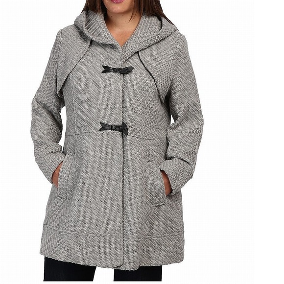 Jessica Simpson Women's Cpat Gray Size 2X Plus Braided-Knit Overcoat
